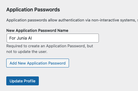Generate WordPress Application Passwords
