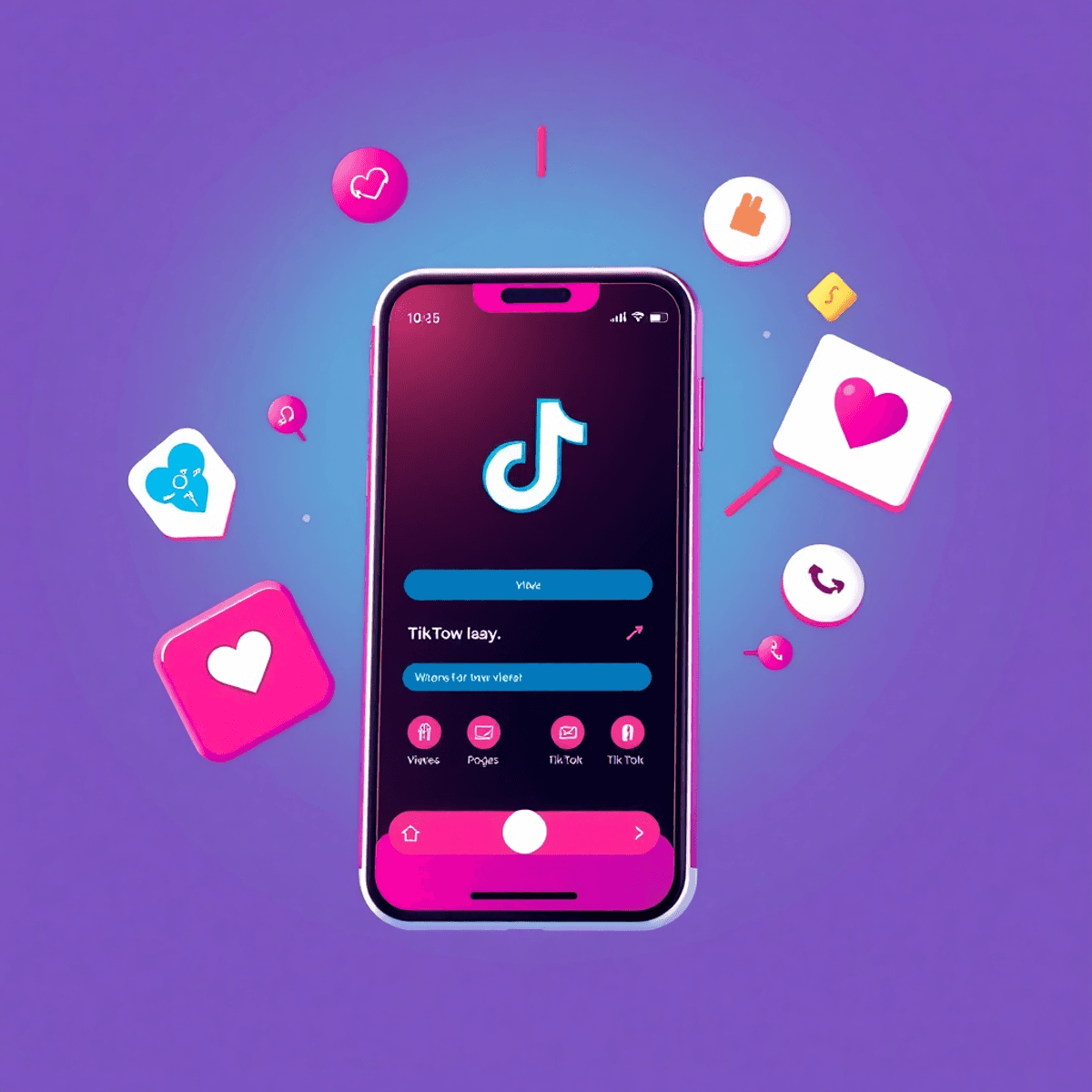 Smartphone-Bildschirm zeigt die TikTok-App mit steigenden Aufrufzahlen und Engagement-Symbolen, die das Wachstum viraler Videos und mehr Aktivität auf der Plattform zeigen.