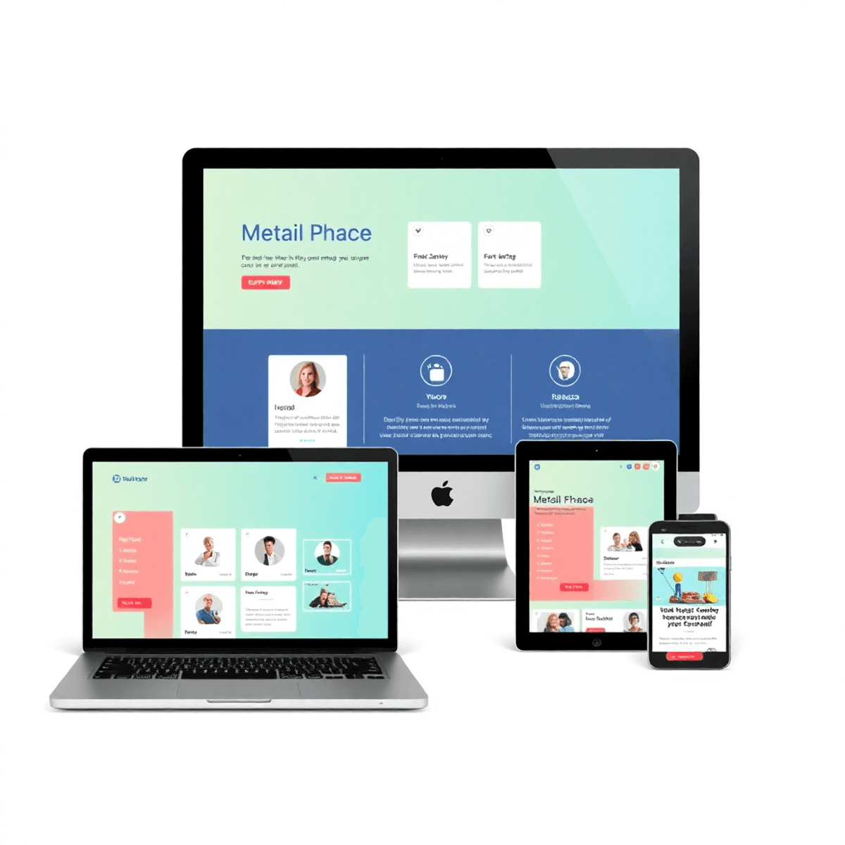 what is the most important thing in website design A modern web design interface shown on a laptop, tablet, and smartphone, featuring user-friendly navigation elements and a bright color scheme.